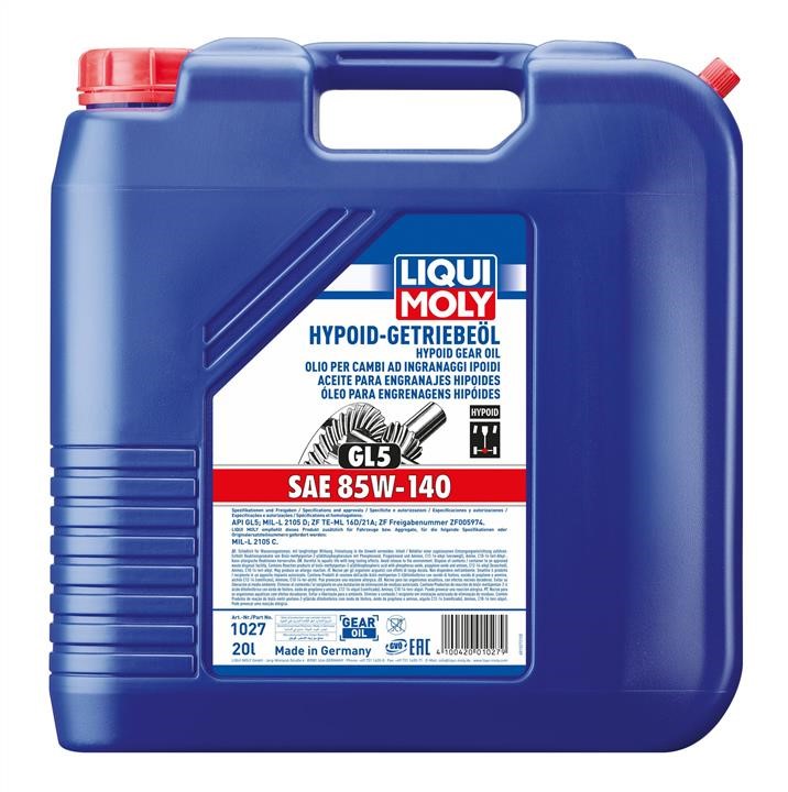 Liqui Moly 1027 Трансмиссионное масло Liqui Moly Hypoid 85W-140, 20л 1027: Отличная цена - Купить в Польше на 2407.PL!