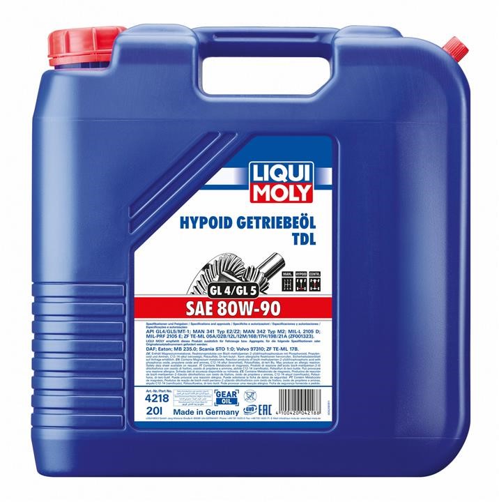 Liqui Moly 4218 Transmission oil Liqui Moly Hypoid 80W-90, 20L 4218: Buy near me in Poland at 2407.PL - Good price!
