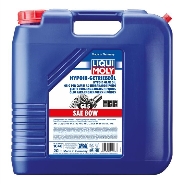 Liqui Moly 1046 Transmission oil Liqui Moly Hypoid 80W, 20L 1046: Buy near me in Poland at 2407.PL - Good price!