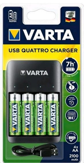 Varta 57652101451 Ładowarka Value USB Quattro Charger + 4 AA 2100 mAh 57652101451: Dobra cena w Polsce na 2407.PL - Kup Teraz!