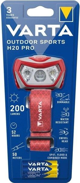 Varta 17650101421 Headlamp Outdoor Sports H20 Pro IPX4, up to 200 lumens, up to 50 meters, white/red light 17650101421: Buy near me in Poland at 2407.PL - Good price!