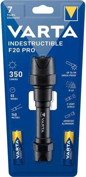 Varta 18711101421 Flashlight Indestructible F20 Pro, 6 W, IP67, IK08, up to 350 lumens, up to 140 meters, 2хАА 18711101421: Buy near me in Poland at 2407.PL - Good price!