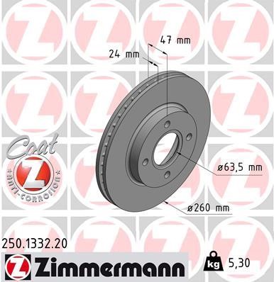 Otto Zimmermann 250.1332.00 Brake disc 250133200: Buy near me in Poland at 2407.PL - Good price!