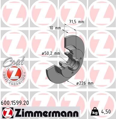 Otto Zimmermann 600.1599.00 Brake disc 600159900: Buy near me in Poland at 2407.PL - Good price!