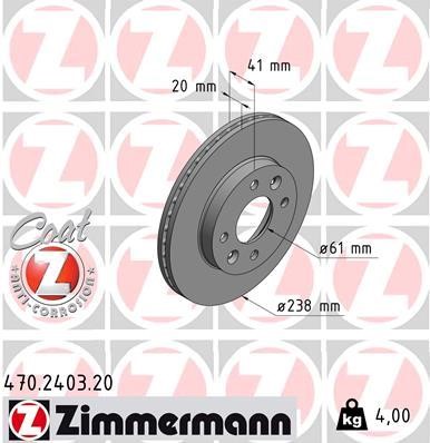 Otto Zimmermann 470.2403.00 Тормозной диск передний вентилируемый 470240300: Отличная цена - Купить в Польше на 2407.PL!