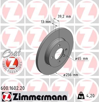 Otto Zimmermann 600.1602.00 Диск тормозной 600160200: Отличная цена - Купить в Польше на 2407.PL!