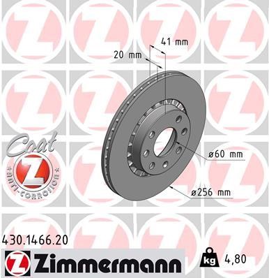 Otto Zimmermann 430.1466.00 Front brake disc ventilated 430146600: Buy near me in Poland at 2407.PL - Good price!