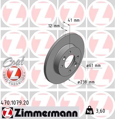 Otto Zimmermann 470.1079.00 Brake disc 470107900: Buy near me in Poland at 2407.PL - Good price!