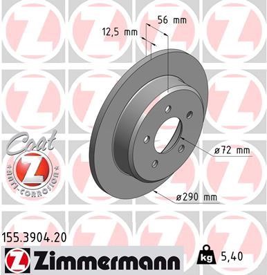 Otto Zimmermann 155.3904.00 Brake disc 155390400: Buy near me in Poland at 2407.PL - Good price!