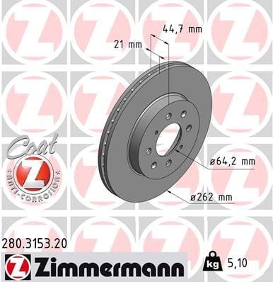 Otto Zimmermann 280.3153.00 Brake disc 280315300: Buy near me in Poland at 2407.PL - Good price!