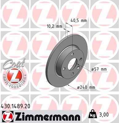 Otto Zimmermann 430.1489.00 Brake disc 430148900: Buy near me in Poland at 2407.PL - Good price!