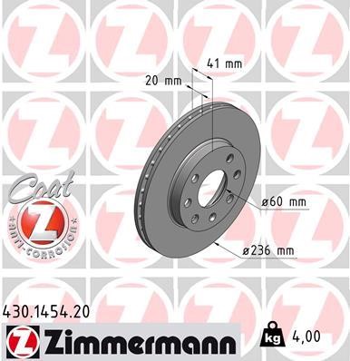 Otto Zimmermann 430.1454.00 Brake disc 430145400: Buy near me in Poland at 2407.PL - Good price!