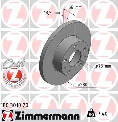 Otto Zimmermann 180.3010.00 Brake disc 180301000: Buy near me in Poland at 2407.PL - Good price!
