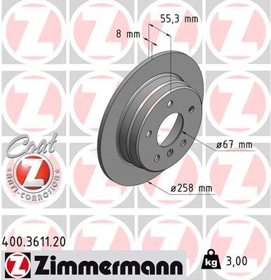 Otto Zimmermann 400.3611.00 Brake disc 400361100: Buy near me in Poland at 2407.PL - Good price!