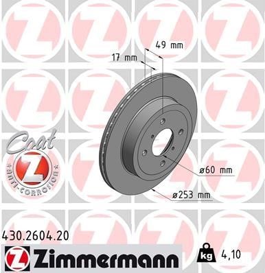 Otto Zimmermann 430.2604.00 Front brake disc ventilated 430260400: Buy near me in Poland at 2407.PL - Good price!
