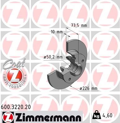 Otto Zimmermann 600.3220.00 Brake disc 600322000: Buy near me in Poland at 2407.PL - Good price!