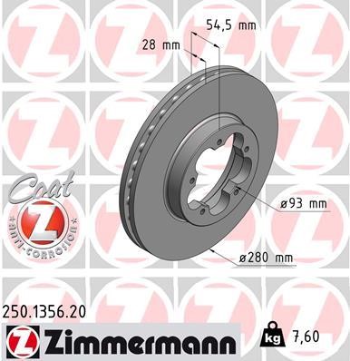 Otto Zimmermann 250.1356.00 Brake disc 250135600: Buy near me in Poland at 2407.PL - Good price!