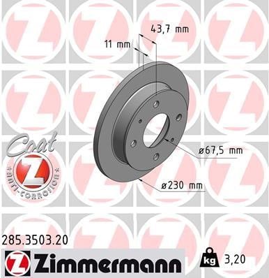 Otto Zimmermann 285.3503.00 Brake disc 285350300: Buy near me in Poland at 2407.PL - Good price!