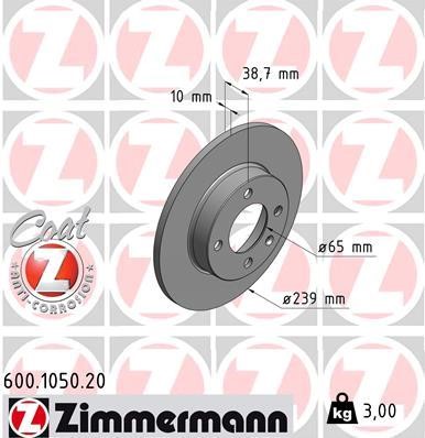 Otto Zimmermann 600.1050.00 Brake disc 600105000: Buy near me in Poland at 2407.PL - Good price!