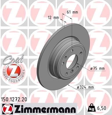 Otto Zimmermann 150.1272.00 Тормозной диск задний невентилируемый 150127200: Отличная цена - Купить в Польше на 2407.PL!