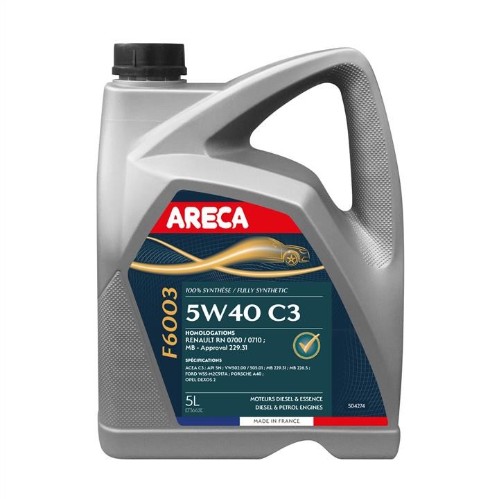 Areca 030F0005000 Engine oil Areca F6003 5W-40, 5L 030F0005000: Buy near me in Poland at 2407.PL - Good price!