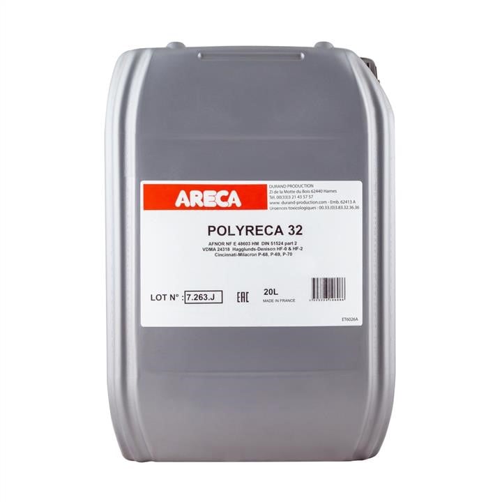 Areca 310608 Hydraulic fluid ARECA POLYRECA 32, 20l 310608: Buy near me in Poland at 2407.PL - Good price!