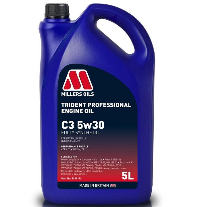 Millers Oils 5999-5 Engine oil Millers Oils Trident Professional C3 5W-30, 5L 59995: Buy near me in Poland at 2407.PL - Good price!