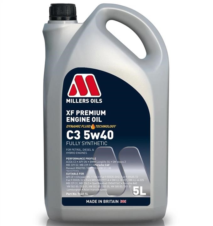 Millers Oils 7640-5 Engine oil Millers Oils XF Premium C3 5W-40, 5L 76405: Buy near me in Poland at 2407.PL - Good price!