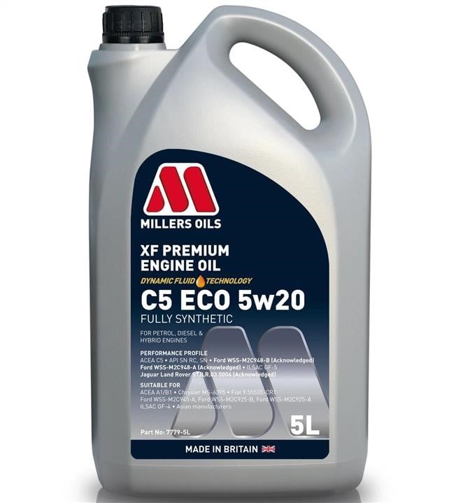 Millers Oils 7779-5 Engine oil Millers Oils XF Premium C5 ECO 5W-20, 5L 77795: Buy near me in Poland at 2407.PL - Good price!