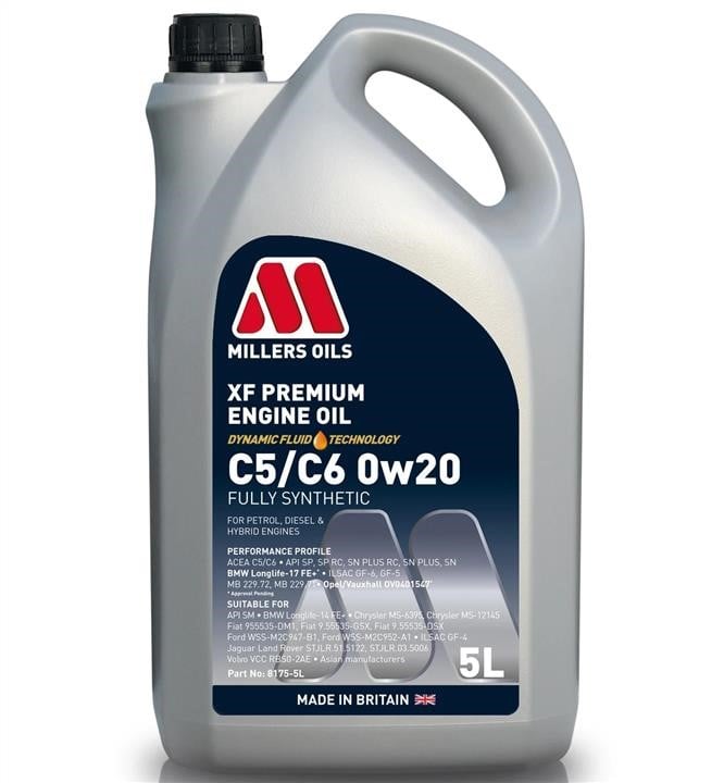 Millers Oils 8175-5 Engine oil Millers Oils XF Premium C5/C6 0W-20, 5L 81755: Buy near me in Poland at 2407.PL - Good price!