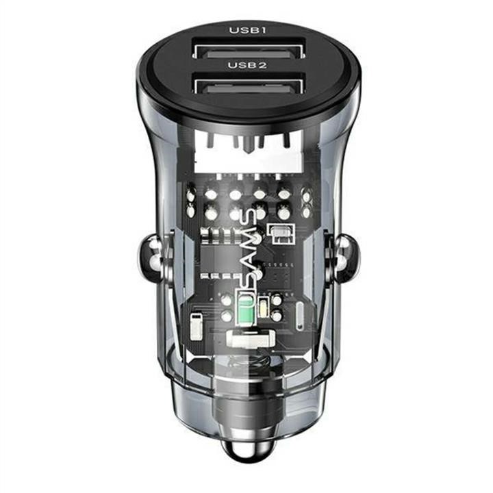 Usams CC162CC01 Usams US-CC162 C31 15W Transparent Dual USB A+A Mini Car Charger CC162CC01: Buy near me in Poland at 2407.PL - Good price!