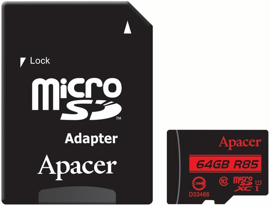 Apacer AP64GMCSX10U5-R MicroSDXC (UHS-1) Apacer 64Gb class 10 R85MB/s (adapter SD) AP64GMCSX10U5R: Dobra cena w Polsce na 2407.PL - Kup Teraz!