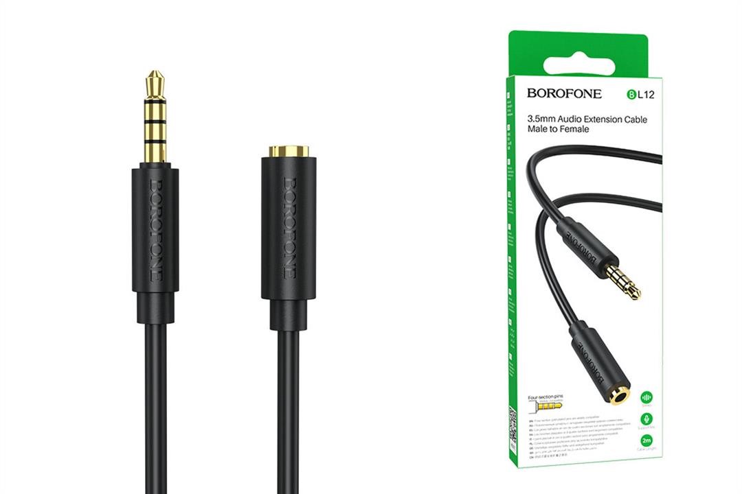 Borofone BL12-1B Borofone BL12 3.5 audio extension cable male to female 1m Black BL121B: Buy near me in Poland at 2407.PL - Good price!