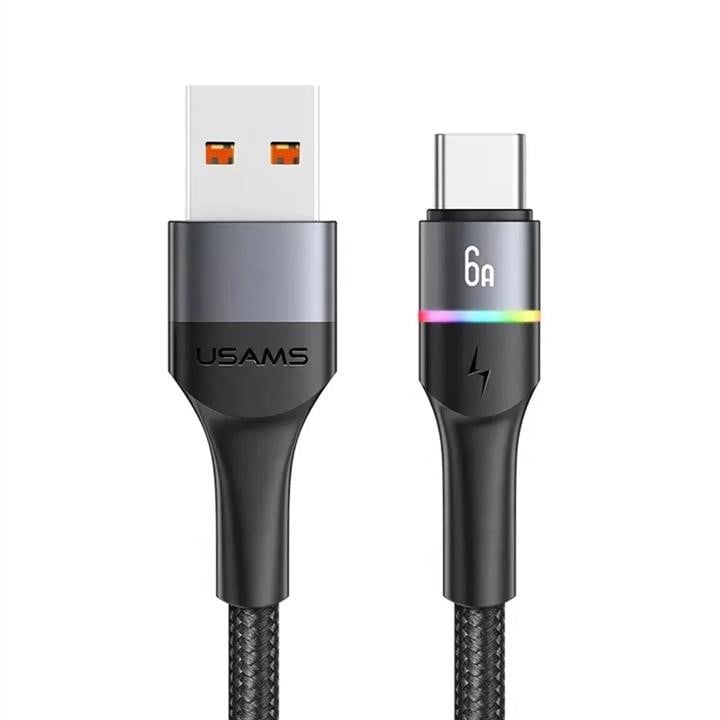 Usams SJ536USB01 Usams US-SJ536 U76 Type-C 6A Fast Charging &amp; Data Cable With Colorful Light 1.2m Black SJ536USB01: Buy near me in Poland at 2407.PL - Good price!