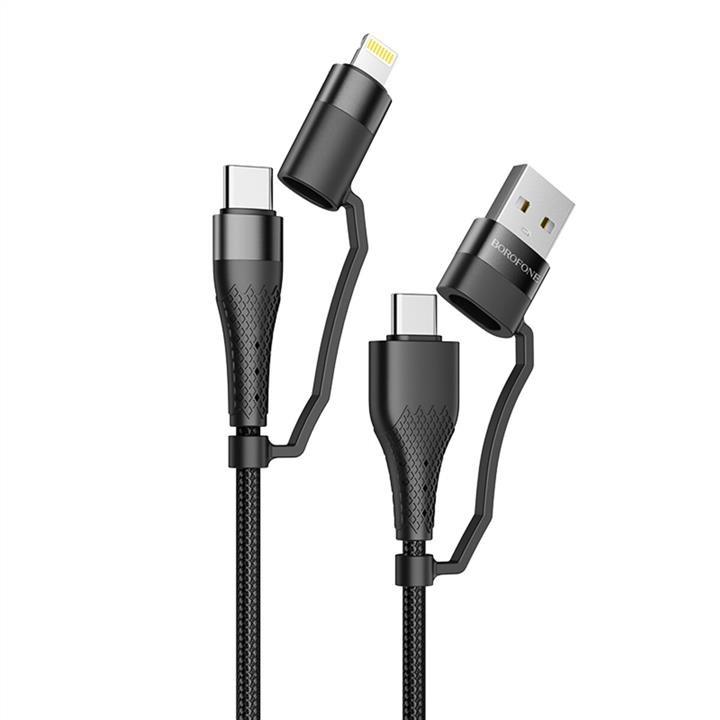 Borofone BU28B Кабель Borofone BU28 Type-C+iP to Type-C+USB, 3A, 60W, nylon, aluminum connectors, Black BU28B: Отличная цена - Купить в Польше на 2407.PL!