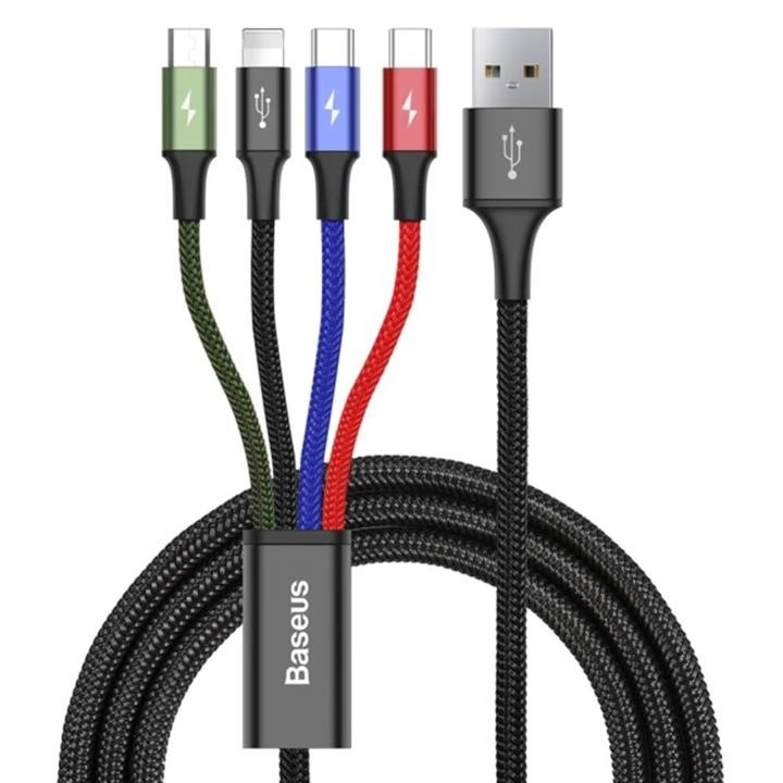 Baseus CA1T4-B01 Baseus Fast 4-in-1 Cable For iP+Type-C(2)+Micro 3.5A 1.2m Black CA1T4B01: Buy near me in Poland at 2407.PL - Good price!