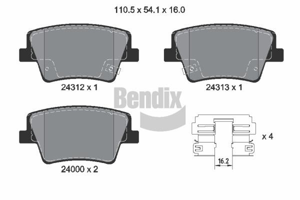Bendix USA BPD2442 Brake Pad Set, disc brake BPD2442: Buy near me in Poland at 2407.PL - Good price!