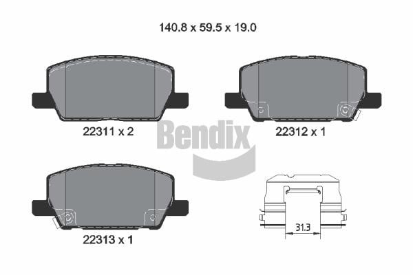 Bendix USA BPD2452 Brake Pad Set, disc brake BPD2452: Buy near me in Poland at 2407.PL - Good price!