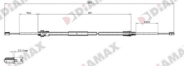 Diamax AA3030 Трос гальма стоянки AA3030: Приваблива ціна - Купити у Польщі на 2407.PL!