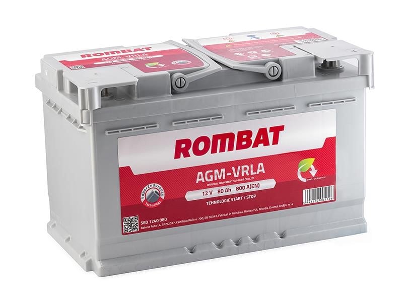 ROMBAT AGM80 Battery ROMBAT AGM Start&Stop 12B AGM 80Ач 800А(EN) R+ AGM80: Buy near me in Poland at 2407.PL - Good price!