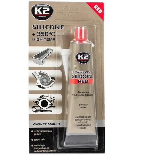 K2 B2400N Silicone Sealant (red) SIL RED (RED SILICON +350) 85g B2400N: Buy near me in Poland at 2407.PL - Good price!
