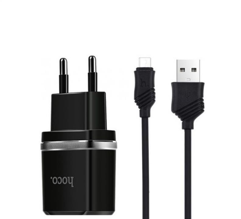 Hoco 6957531064114 Mains charger Hoco C12 Smart dual USB (Micro cable)charger set Black 6957531064114: Buy near me in Poland at 2407.PL - Good price!