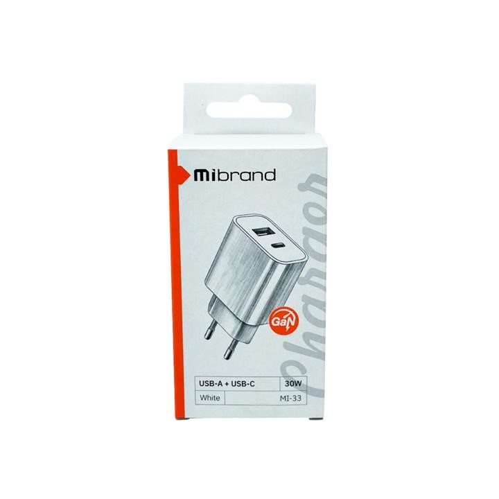 Mibrand Мережевий зарядний пристрій Mibrand MI-33 GaN 30W Travel Charger USB-A + USB-C White – ціна