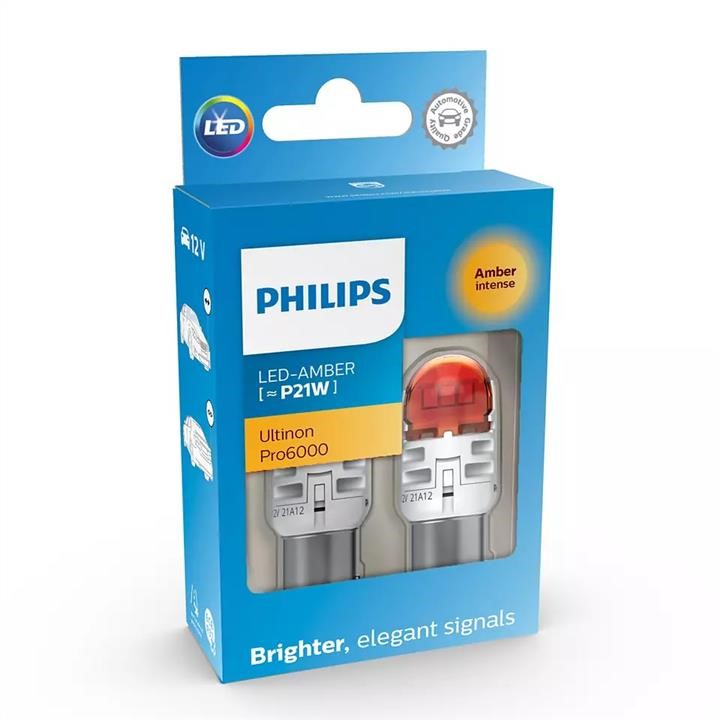 Лампи світлодіодні комплект Philips LED Ultinon P21W Pro6000 SI 12V Philips 11498AU60X2