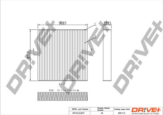 Dr!ve+ DP1110.12.0077 Filter, interior air DP1110120077: Buy near me in Poland at 2407.PL - Good price!