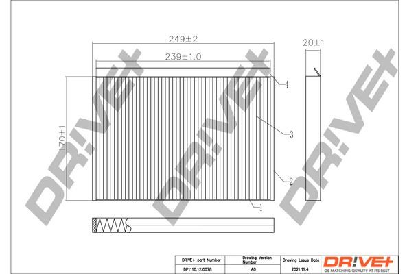 Dr!ve+ DP1110.12.0078 Filter, interior air DP1110120078: Buy near me in Poland at 2407.PL - Good price!