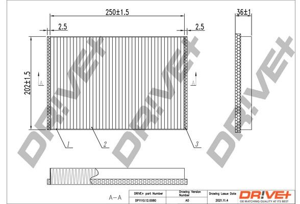 Dr!ve+ DP1110.12.0080 Filter, interior air DP1110120080: Buy near me in Poland at 2407.PL - Good price!
