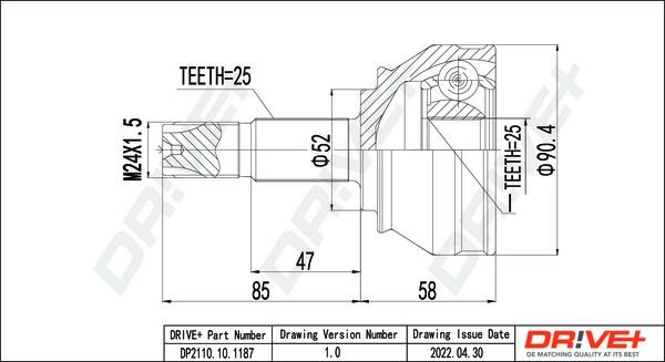 Dr!ve+ DP2110.10.1187 Joint kit, drive shaft DP2110101187: Buy near me in Poland at 2407.PL - Good price!