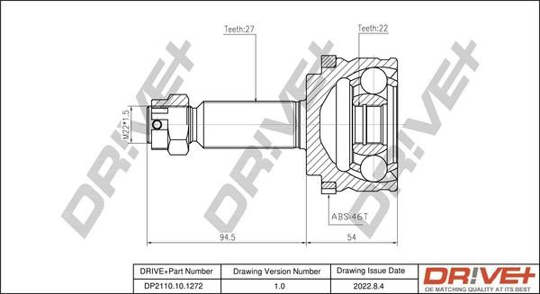 Dr!ve+ DP2110.10.1272 Joint kit, drive shaft DP2110101272: Buy near me in Poland at 2407.PL - Good price!