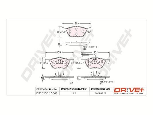Dr!ve+ DP1010.10.1043 Front disc brake pads, set DP1010101043: Buy near me in Poland at 2407.PL - Good price!